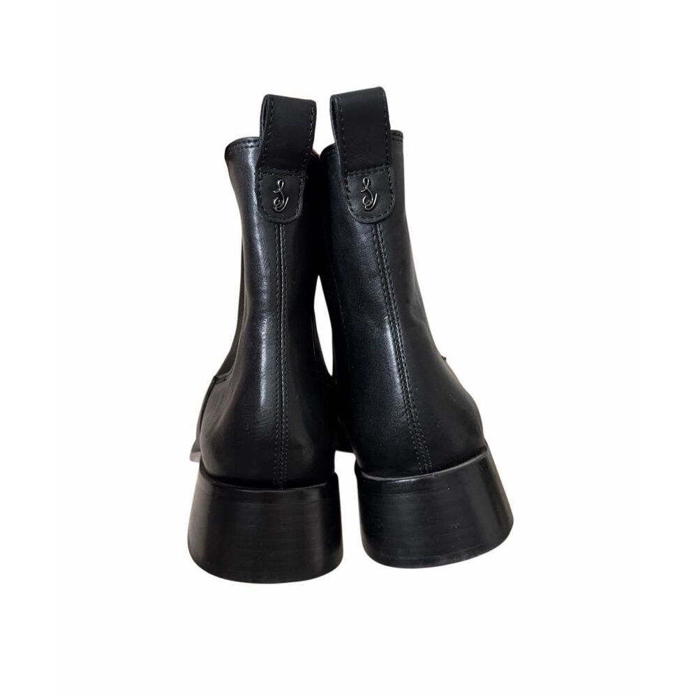 Sam Edelman Thelma Black Pull On Square Toe Leather Chelsea Ankle Boots sz 7 - Picture 4 of 8